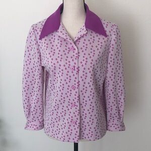 Vintage 1960s Handmade Floral Dagger Collar Top
